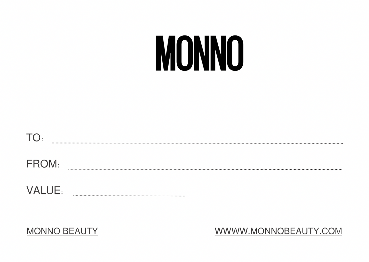 Monno Beauty Gift Card